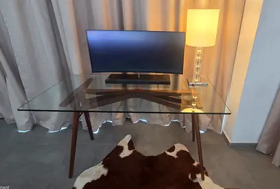 West Elm Jensen Desk glass and solid wood
