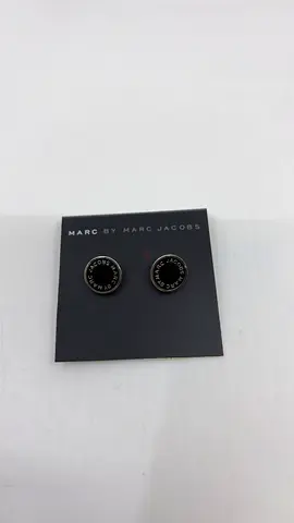 Marc Jacobs Black and Silver-Tone Logo Disc Stud Earring