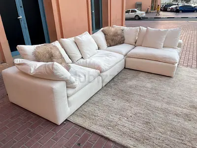 Cloud feather 🪶 filled Marina Home Luscious Sofa Beige with footstool