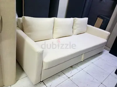 Beige 3-Seater Sofa Bed with Storage - Good Condition
