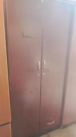 Dark wood 2-door wardrobe with drawer - good condition