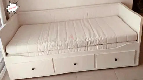 IKEA Hamnes Day bed with 3 storage drawers underneath and with 2 IKEA mattresses is available