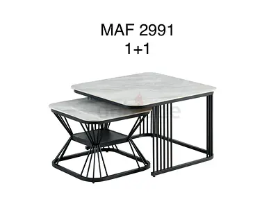 Modern Nesting Coffee Table Set with Marble Effect Top