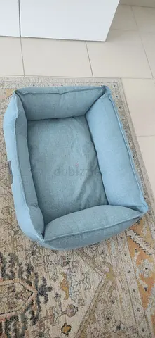 Dog Bed: blue-green soft rectangular bed - great condition
