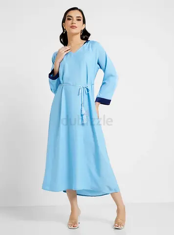 Light Blue Long Sleeve Hoddie Abaya
