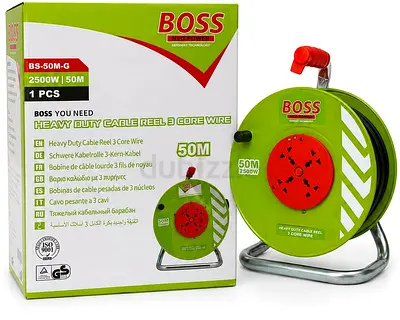 Boss 50M Heavy Duty Cable Reel - 3 Core, 2500W