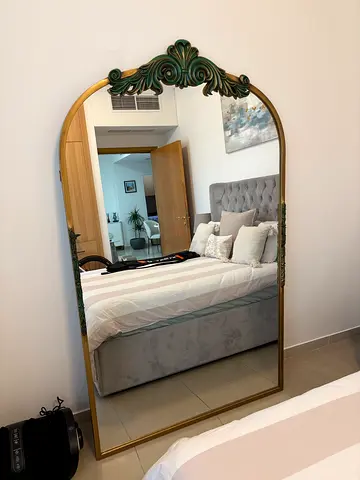 Large Decorative Full-Length Wall Mirror with Ornate Frame