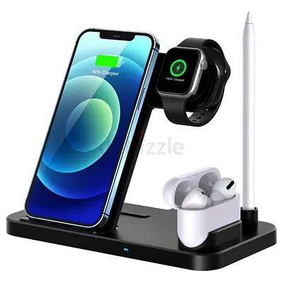 4-in-1 Wireless Charging Stand for iPhone, Apple Watch, AirPods, and Pencil
