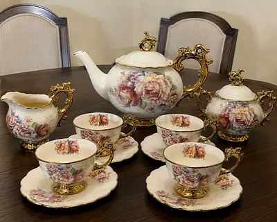 Fanquare 15-Piece British Porcelain Tea Set