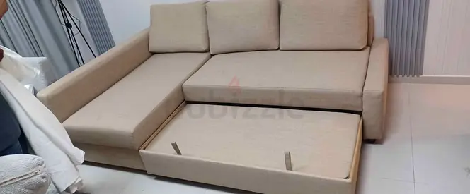 Beige L-Shaped Sofa Bed ikea