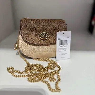 Coach Small Signature Crossbody Bag with Gold Chain