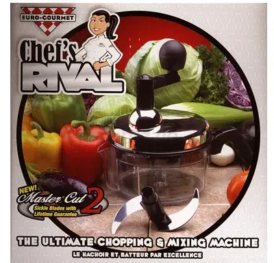 Chef's Rival Manual Chopper & Mixing Machine - Compact Food Processor, Brand New