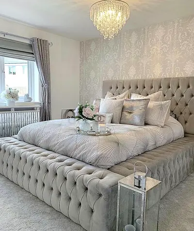 Light gray colour 180*200 king size tufted Bed
