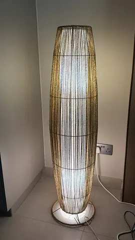 Tall Woven Floor Lamp with Ambient Light (Good Condition)
