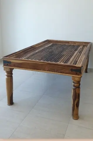 Hand-carved Solid Wood Dining Table - Rustic Finish