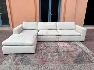 Premium Quality Marina Home feather 🪶 filled LShape Sofa Beige