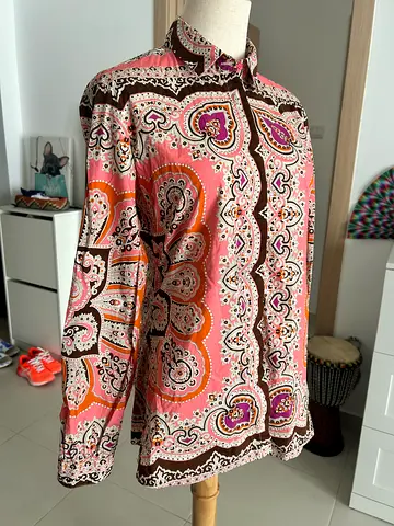ETRO Lightweight pink paisley patterned women's blouse 42 Italian