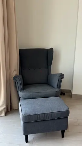IKEA Grey Armchair with Footstool – Excellent Condition
