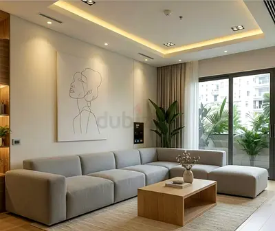 Modern L-shaped Grey Fabric Sofa