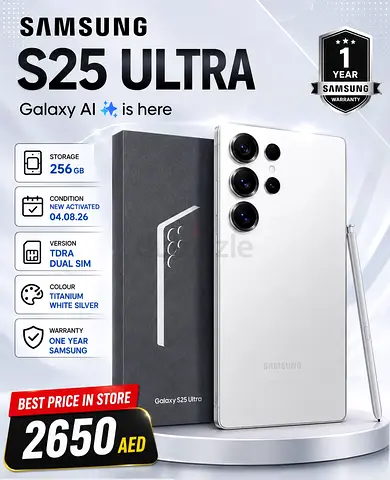 Samsung Galaxy S25 Ultra 256GB Titanium White - Brand New Activated 04.08.26, 1yr Warranty