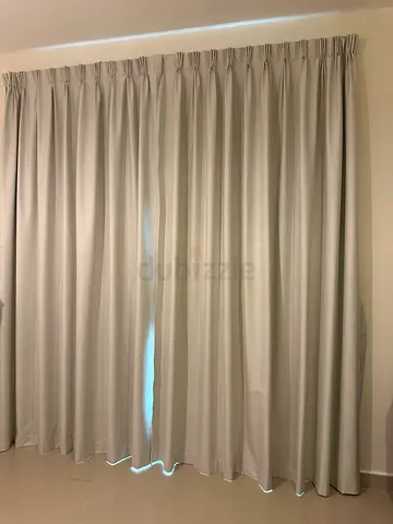 Light grey full-length fabric curtains - pair
