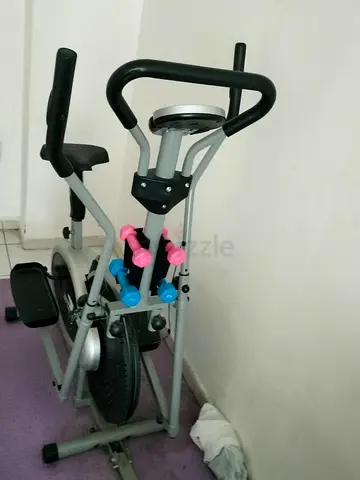 Compact Exercise Bike with Elliptical Arms and Free Weights