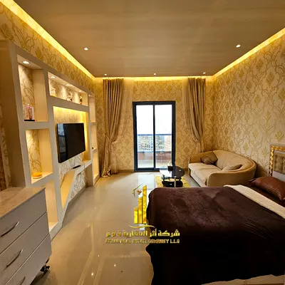 افخم وارقى شقة استوديو VIP مفروش بالكامل للايجار الشهري في برج النعيمية C مع باركن خاص مجاني وقريب شارع الاتحاد وسهل المخرج لدبي والشارقة فرصة مميزة ل