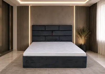 New Queen upholstered platform bed frame with mattress - modern design