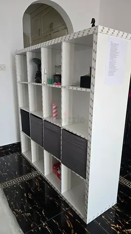 IKEA KALLAX 4x4 High-Gloss White (147x147 cm) + 4 Free Storage Boxes