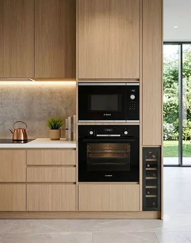 Bosch 60cm Black Built-In Microwave & Electric Oven Set