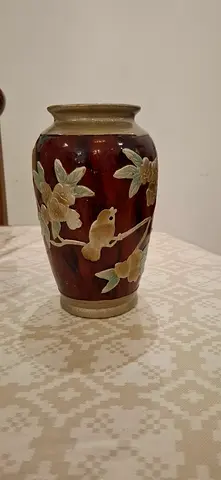 Antique-style Floral Cloisonné Vase - Small Decorative Collectible