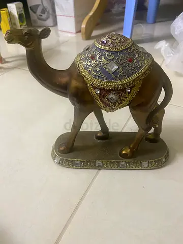 Decorative jeweled brass camel figurine
