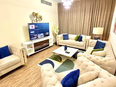 Two bedrooms and a living room / balcony / first tenant / new furniture / all bills included / Al Qasba / Sharjah