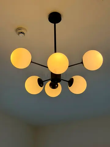 Modern 6-Globe Ceiling Light Chandelier - Black with Frosted Glass