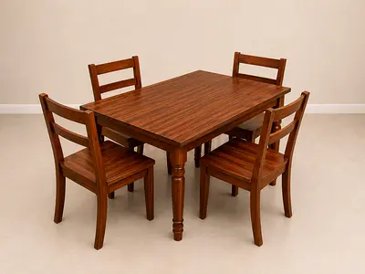 Classic Dark Wood Dining Table Set with Four Chairs