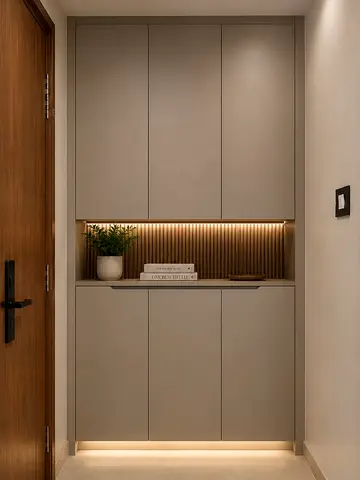 Built-in Entryway Storage Cabinet with LED Accent Lighting