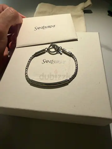 Saint Laurent silver chain bracelet with ID plate brand new never worn