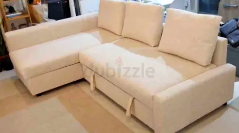 Comfortable L-Shaped Sectional Sofa Bed in Cream