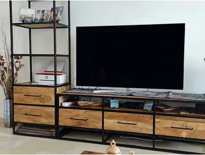 Solid Wood and Metal TV Console / Entertainment Unit - Rustic Finish