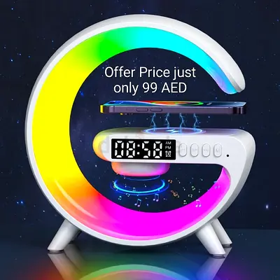 Multifunctional LED Alarm Clock with Wireless Charger and Bluetooth Speaker