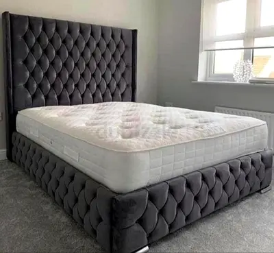 Dark gray colour 200*200 super king size tufted Bed