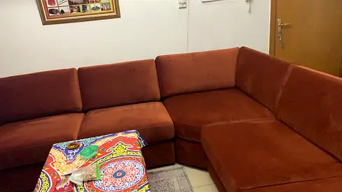 Free no charge - Brown L-shaped Fabric Corner Sofa - Good Condition