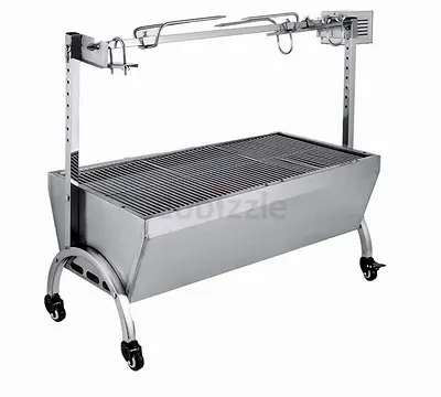 Stainless Steel Large Charcoal electric Grill with Rotisserie Spit and Wheels