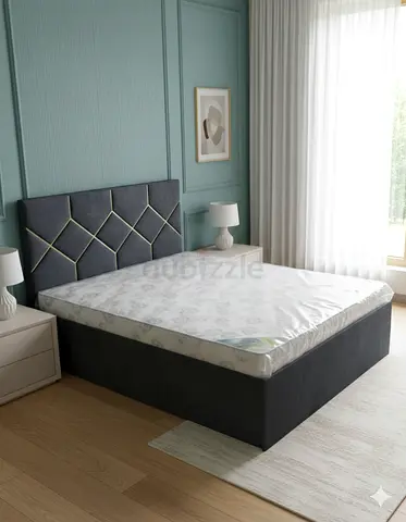 King size upholstered storage bed with mattress - dark grey