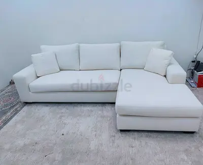 New condition pottery barn off white color lshape sofa