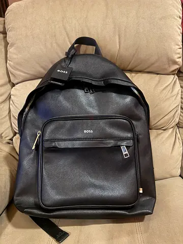 BOSS Black Leather-look Backpack - Good Condition