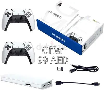 2 x Wireless PS5-style Controllers with Charger and Dongle - White