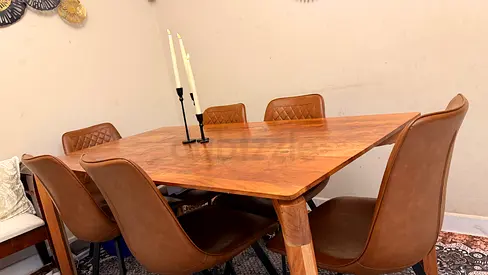 Pan Home Solid Wood Dining Table with 6 Brown Chairs from danube home.