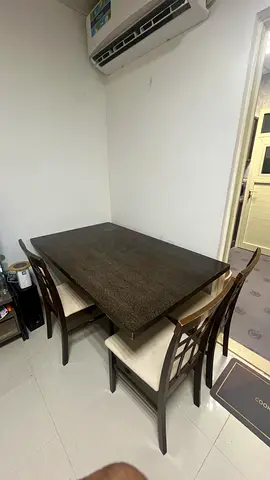 Solid Wood Dining Table - Dark Brown, Good Condition