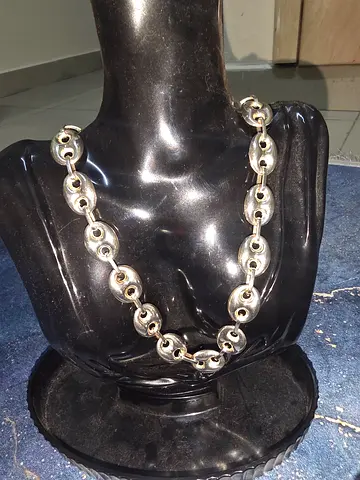 Heavy Italian Puffed Mariner Link Statement Set (99g Sterling Silver).